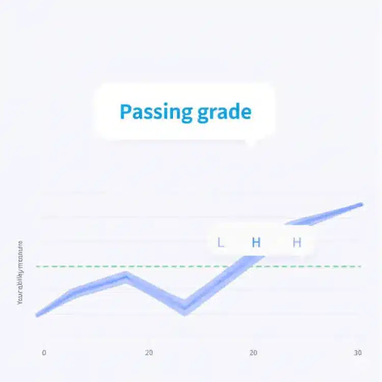 Diagrama explicando el funcionamiento de una Prueba Adaptativa por Computadora (CAT) del NCLEX: una respuesta correcta lleva a una pregunta más difícil, y una incorrecta a una más fácil.