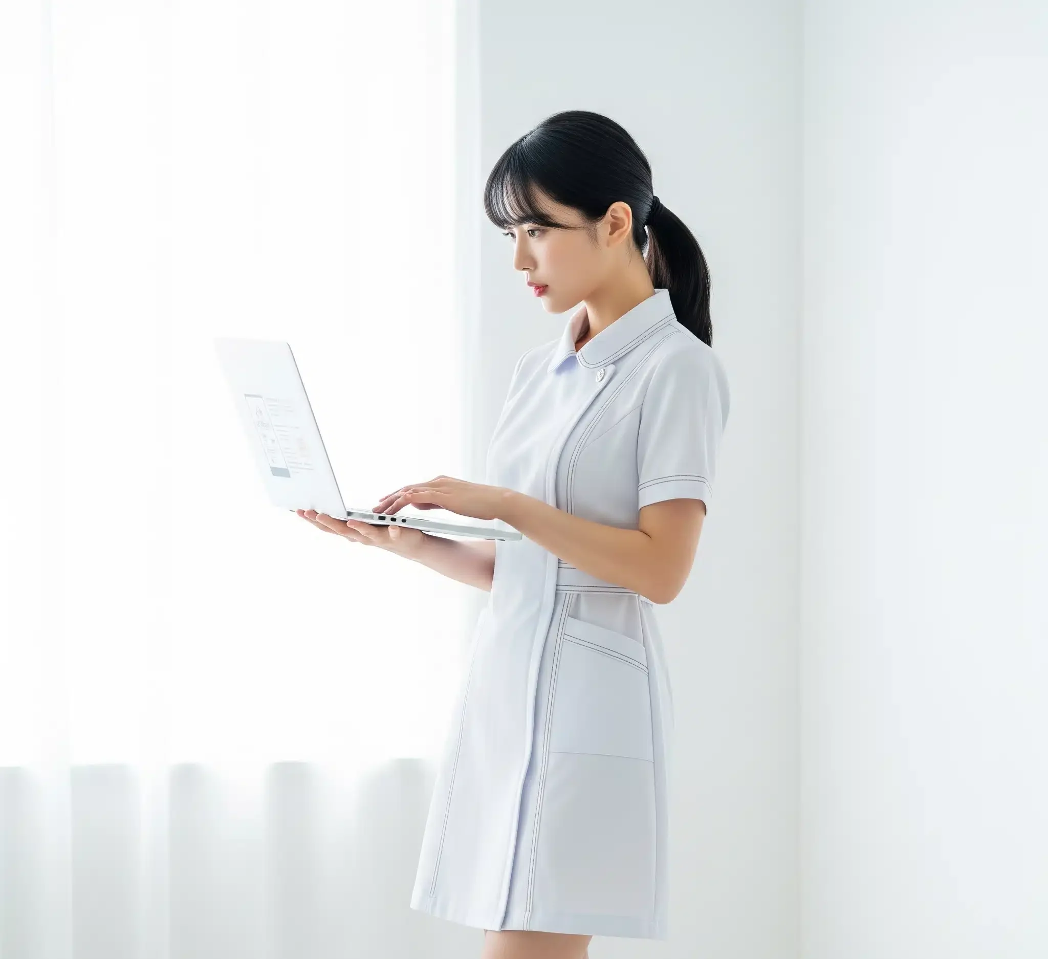 Pantalla de una tablet mostrando el resultado de un 'Readiness Assessment' de rnnclex.com, con un gráfico de rendimiento y una predicción de 'Alta probabilidad de pasar' el examen NCLEX.