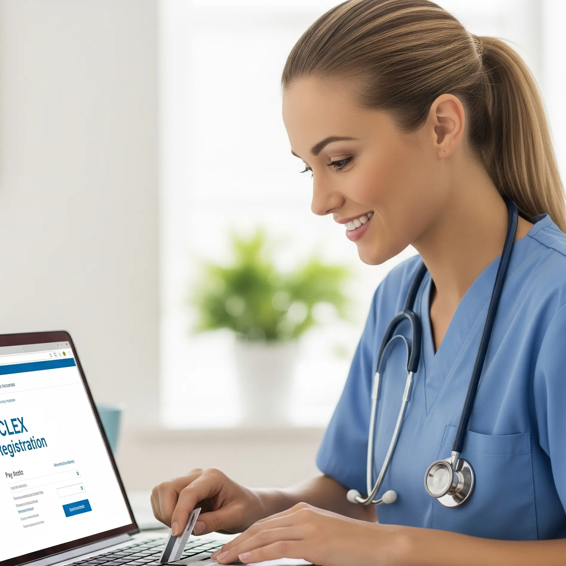 Pantalla de un formulario de inscripción online para el examen NCLEX en el sitio de Pearson VUE, mostrando campos para datos personales.
